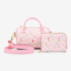 NWT Disney Loungefly aristocrats Marie roses & bows zip up wallet & purse